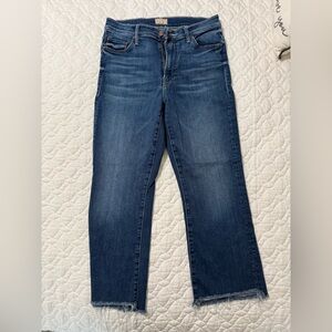 MOTHER The Insider Crop Step Fray Jeans in Blue excellent condition super stret